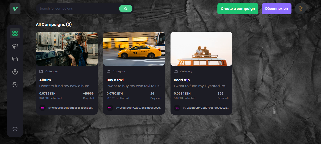 Crowdfunding dApp - Blockchain project